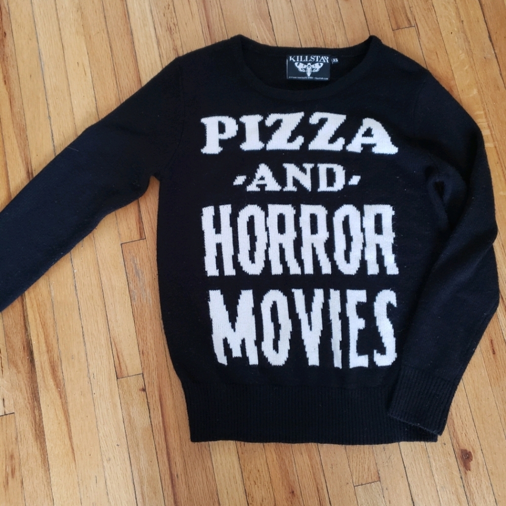Killstar Pizza and Horror Movies Knit Sweatshirt
